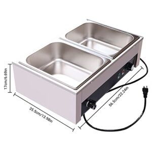 BANLICALI 2-Pan Chafing Dish, 1500W Stainless Steel Electric Chafing Dish Buffet Set, Commercial Chafers Catering Buffet Servers with Lid, Tray & Steam Warmers for Homes Restaurants Silver 110V