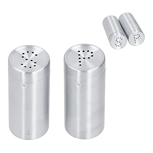 2pcs Stainless Steel Salt and Pepper Shakers, Spice Shakers, Glass Spice Jars Seasoning Shaker Dispenser with Rotatable Lid, Salt and Pepper Shakers for Salt(Stainless steel primary color (SP two))