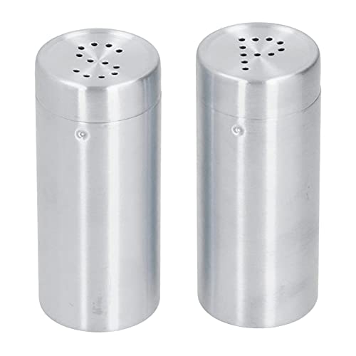 2pcs Stainless Steel Salt and Pepper Shakers, Spice Shakers, Glass Spice Jars Seasoning Shaker Dispenser with Rotatable Lid, Salt and Pepper Shakers for Salt(Stainless steel primary color (SP two))