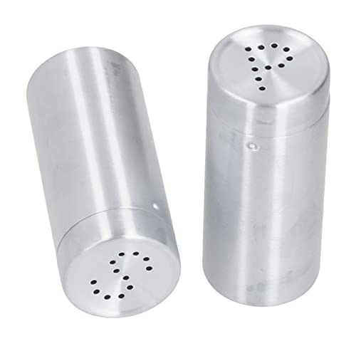 2pcs Stainless Steel Salt and Pepper Shakers, Spice Shakers, Glass Spice Jars Seasoning Shaker Dispenser with Rotatable Lid, Salt and Pepper Shakers for Salt(Stainless steel primary color (SP two))