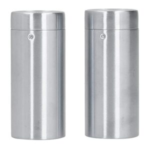 2pcs Stainless Steel Salt and Pepper Shakers, Spice Shakers, Glass Spice Jars Seasoning Shaker Dispenser with Rotatable Lid, Salt and Pepper Shakers for Salt(Stainless steel primary color (SP two))