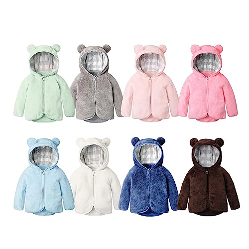 Toddler Girls Boys Fleece Jacket Long Sleeve Warmth Winter Coat with Bear' Ear Hoodie Snowsuit Outerwear for 1-4Y