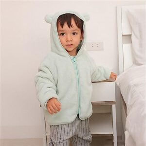 Toddler Girls Boys Fleece Jacket Long Sleeve Warmth Winter Coat with Bear' Ear Hoodie Snowsuit Outerwear for 1-4Y