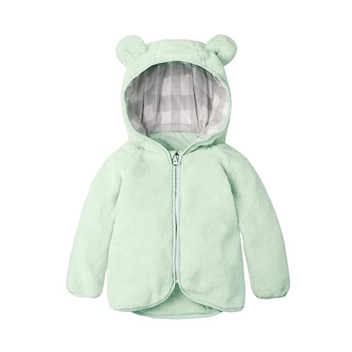 Toddler Girls Boys Fleece Jacket Long Sleeve Warmth Winter Coat with Bear' Ear Hoodie Snowsuit Outerwear for 1-4Y