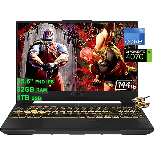 ASUS TUF F15 Gaming Laptop 15.6" FHD 144Hz 12th Generation Intel 14-Core i7-12700H (Beat i9-11950H) 32GB RAM 1TB SSD GeForce RTX 4070 8GB Graphic Backlit Thunderbolt 4 USB-C Win11 Grey + HDMI Cable