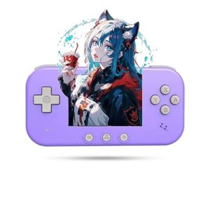 retro games handheld game console support linux system and multiple emulators console 2.4 inch 240x320 ips lcd screen buit-in 1000mah lithium battery-purple