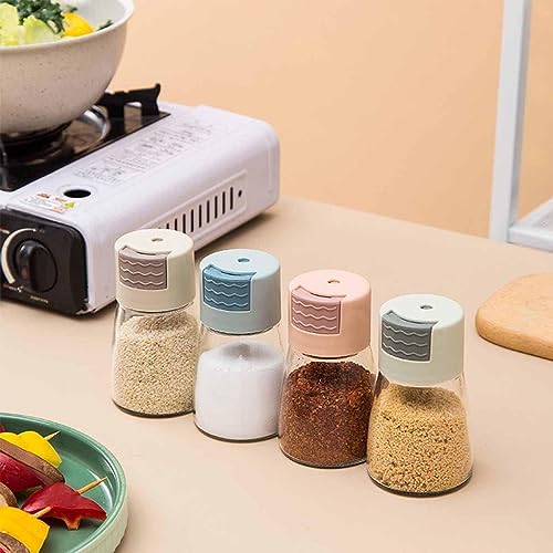 Salt and Pepper Shakers Precise Quantitative Push Type, Seasoning Bottle Dispenser Tank (Beige)