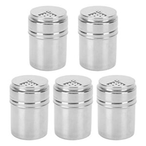 5Pcs Seasoning Bottle, Stainless Steel Spice Shaker with Rotating Cover, Spice Dispenser for Salt Powder Sugar Pepper Barbecue Tools