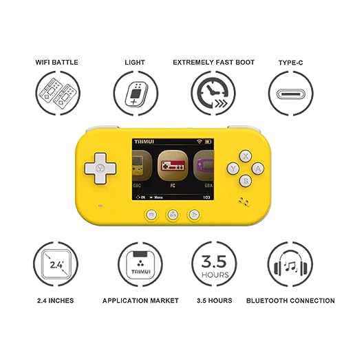 Retro Video Game Console Handheld Game Console Built-in 32G SD Card 5000+ Gaming and Multiple Emulators Support Open Source Linux System-Yellow