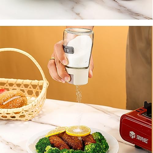 2 Pcs Adjustable Salt and Pepper Shakers,Spice Dispenser ，Glass Salt Dispenser,Each Press 0.5g Salt Healthy Intake (A)