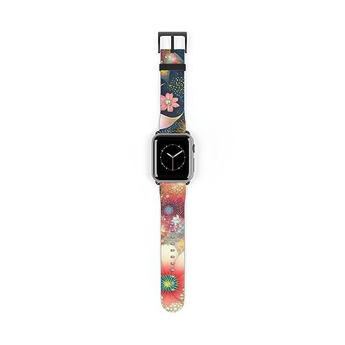 Creative Vibes2 Floral Smart Watch Band Compatible with Smart Watch Series 1, 2, 3, 4, 5, 6, 7, & SE - Leather Watch Bands for Smart Watches (38-41 mm, Gold Matte)