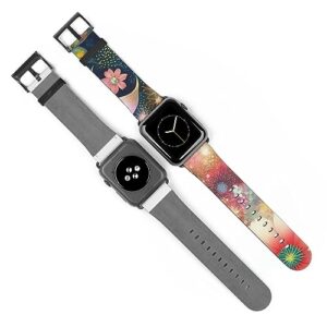 Creative Vibes2 Floral Smart Watch Band Compatible with Smart Watch Series 1, 2, 3, 4, 5, 6, 7, & SE - Leather Watch Bands for Smart Watches (38-41 mm, Gold Matte)