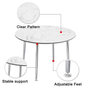 Ginxesh White Round Marble Dining Table for 4,45'' Modern Imitation Marble Grain Top Kitchen Table with 4 Metal Legs,Circle Dinner Table for Dining Room,Living Room,Home,Office