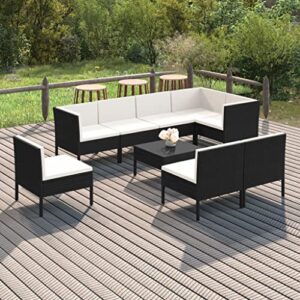 guyana 9 piece patio set with cushions patio table and chairs outdoor patio furniture living room furniture sets patio dining sets poly rattan black