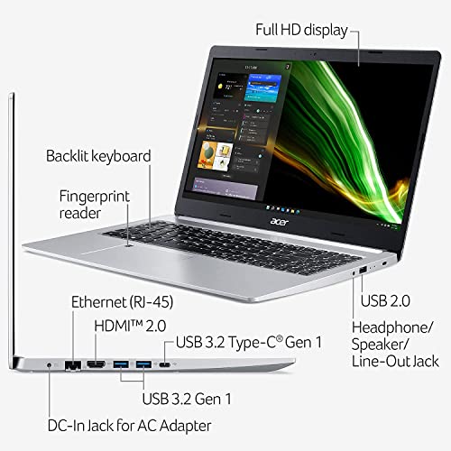 acer Aspire Laptop 2022-15.6" FHD AMD Radeon Graphics - AMD Ryzen 7 3700U 4 Cores - 12GB DDR4 512GB NVMe SSD - Backlit Keyboard Fingerprint Wi-Fi 6- Win11 Pro TLG 32GB USB - Pure Silver