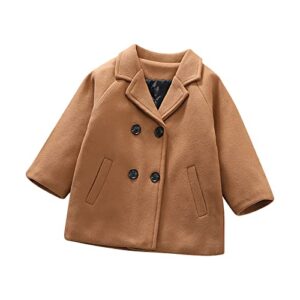 bingtaohu baby kids boys girls classic wool blend coat winter double breasted trench coat outwear jacket with pockets