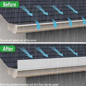 Meokro 4 Pcs Gutter Valley Splash Guards Aluminum Roof Valley Splash Shield Straight Rain Diverter Roofing Gutter Guards with 32 Screws for House Shingle Roofs Corner