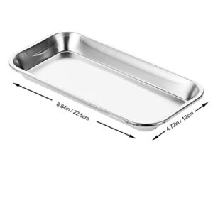 SUSOSU Breakfast Tray Tray Holder Procedure Steel Plate Flat Organizer Metal Traystype Storage Waste Silver Serving