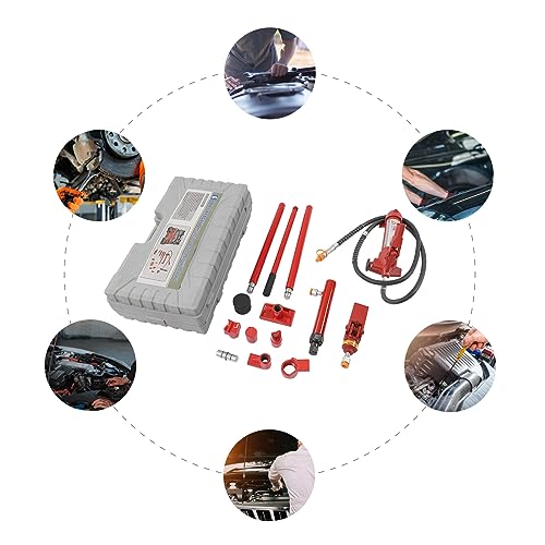 Porta Power Kit Hydraulic Ram 4 Ton Body Jack Auto Body Repair Tools Portable Autobody Frame Repair Kit 15Piece Kit with Storage Case, 5ft/1.5 m Oil Hose, Red