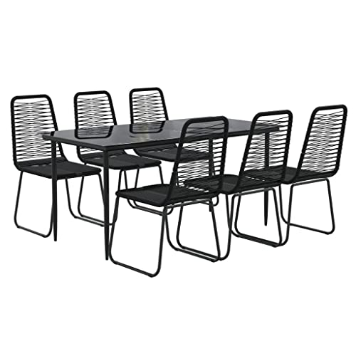 WFAUIBR Dining Set 7 Piece Patio,Patio Furniture Set,Lawn Chairs Set ，for Bedroom, Office, Teaching Building, Library, Flower Shop, Porch，Black/B,7 Piece 63"