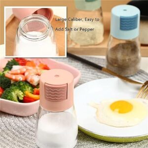 Salt and Pepper Shakers Precise Quantitative Push Type, Glass Metered Salt Dispenser, Measuring Salt and Pepper Shakers, Salt Healthy Intake Suitable for Home Cooking-2pcsF