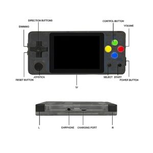 Wireless Retro Game Console Handheld Game Console 2.7 inch IPS Retro Games Consoles Classic Emulator Hand-held Gaming Console Linux Video Games System-Black Transparent