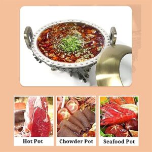 Round Chafing Dish Set for Wedding Banquets Party, Stainless Steel Chafing Buffet Server Warming Tray, with Food Pan, Frame, Lid and Fuel Holder (Color : Red Copper, Size : 30cm)