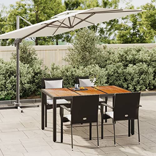 WFAUIBR Dining Set with Cushions 5 Piece Patio ，Lawn Chairs Set ，Outdoor Patio Sets，for Portico, Backyard, Balcony, Garden, Living Room，Black，5 Piece 59.1"