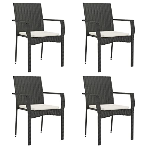 WFAUIBR Dining Set with Cushions 5 Piece Patio ，Lawn Chairs Set ，Outdoor Patio Sets，for Portico, Backyard, Balcony, Garden, Living Room，Black，5 Piece 59.1"