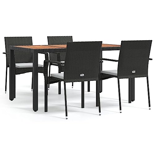 WFAUIBR Dining Set with Cushions 5 Piece Patio ，Lawn Chairs Set ，Outdoor Patio Sets，for Portico, Backyard, Balcony, Garden, Living Room，Black，5 Piece 59.1"