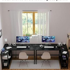 WOODYNLUX L Shaped Computer Desk - Home Office Desk with Shelf, Gaming Desk Corner Table for Work, Writing and Study, Space-Saving, Black