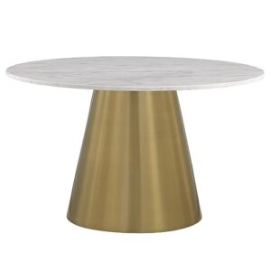 best master furniture julius contemporary 50" round marble dining table with gold base for 4