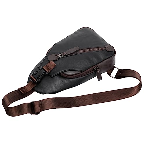 VANZACK Men's Backpack Leather Crossbody Bags Leather Fanny Pack Leather Crossbody Bags for Men Crossbody Bag for Boys Backpack Sling Bag Multipurpose Sling Bag Black Pu Fabric Suspenders