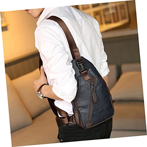 VANZACK Men's Backpack Leather Crossbody Bags Leather Fanny Pack Leather Crossbody Bags for Men Crossbody Bag for Boys Backpack Sling Bag Multipurpose Sling Bag Black Pu Fabric Suspenders