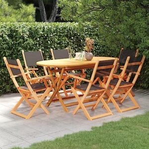 tcsgurk outdoor eucalyptus wood patio furniture dining set, table chairs all weather backyard conversation set (color : black, size : 63" x 33.5" x 29.5")
