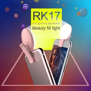 Zxsdjksd Mobile Phone Fill Flash Lens Light Lamp Clip Three Stop Dimming Mini Durable Practical 10 LED Selfie Ring Beauty,Pink