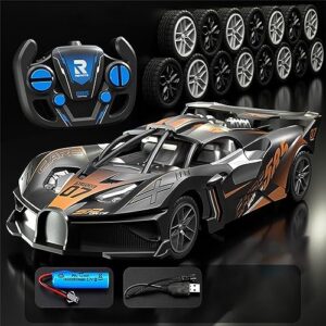 hot6sl remote control car 2.4ghz, rc drift car with 4-channel remote control, electric remote toy racing, toys for boys girls outdoor educational sensory, 8.3x3.7x2.2 in