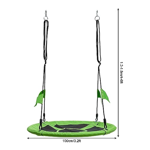 Outdoor Saucer Tree Swing,Saucer Tree Swing for Kids Adults 900D Oxford Waterproof with 2pcs Tree Hanging Straps Steel Frame,Outdoor Flying Swing for Playground and Backyard (Green)