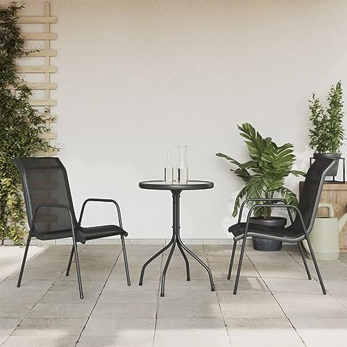 WFAUIBR Dining Set 3 Piece Patio ，Conversation Sets with Coffee Table ，for Portico, Backyard, Balcony, Pool Side, Garden, Living Room，Black/A