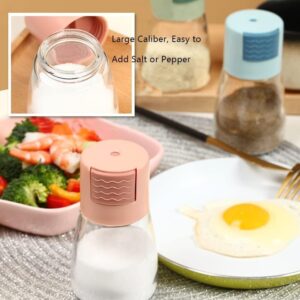 Salt And Pepper Shakers Precise Quantitative Push Type, Seasoning Bottle Dispenser Tank, 0.02oz Metering Salt Shaker Glass Metered Salt Dispenser (3 pcs-D)