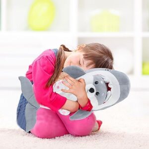 Miguelina 14.5 Inch Shark Plush Dog, Cute Stuffed Shark Dog Plushie Shark Lovely Plush Pillow Stuffed Animal Plush Home Office Decor Gifts for Kids