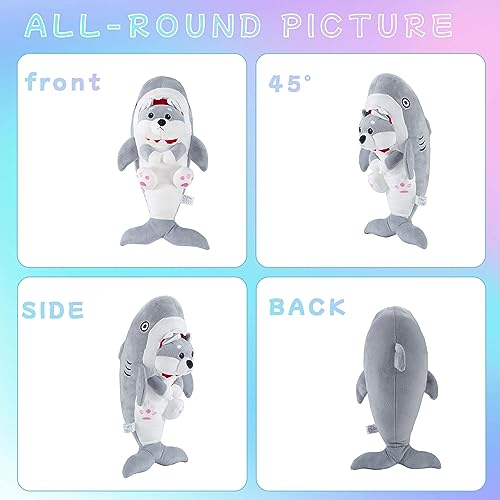 Miguelina 14.5 Inch Shark Plush Dog, Cute Stuffed Shark Dog Plushie Shark Lovely Plush Pillow Stuffed Animal Plush Home Office Decor Gifts for Kids