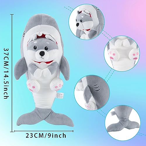 Miguelina 14.5 Inch Shark Plush Dog, Cute Stuffed Shark Dog Plushie Shark Lovely Plush Pillow Stuffed Animal Plush Home Office Decor Gifts for Kids