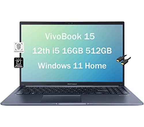 ASUS VivoBook S15 15.6" FHD IPS Business Laptop (Intel 12-Core i5-1240P, 16GB RAM, 512GB PCIe SSD, Iris Xe Graphics) Backlit, Fingerprint, Wi-Fi 6, Webcam, Win 11 Home (Renewed)