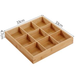 Wooden Tray Divided Tray for Serving Food Tea Tray Food Tray Multi Compartments Serving Tray for Hot Pot, Fast Food, Breakfast, Tea Coffee Table Christmas(9 Compartments)