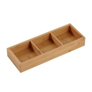 wooden tray divided tray for serving food tea tray food tray multi compartments serving tray for hot pot, fast food, breakfast, tea coffee table christmas(3 compartments)
