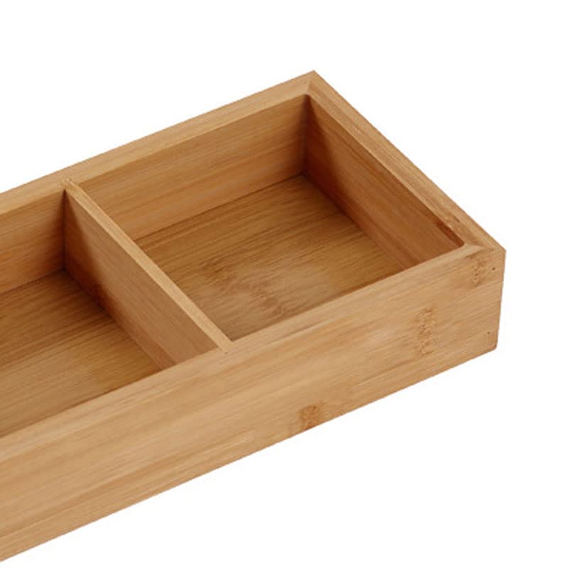 Wooden Tray Divided Tray for Serving Food Tea Tray Food Tray Multi Compartments Serving Tray for Hot Pot, Fast Food, Breakfast, Tea Coffee Table Christmas(3 Compartments)