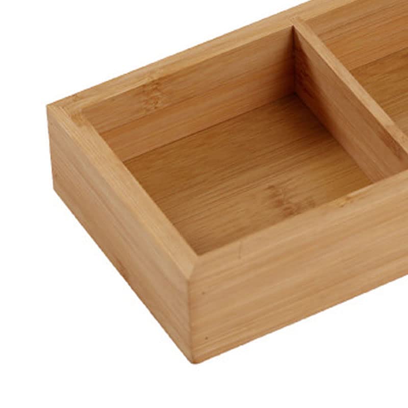 Wooden Tray Divided Tray for Serving Food Tea Tray Food Tray Multi Compartments Serving Tray for Hot Pot, Fast Food, Breakfast, Tea Coffee Table Christmas(3 Compartments)