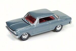 1965 chevy nova ss glacier gray poly limited edition to 1800pc worldwide hobby exclusive muscle cars usa 1/64 diecast model car by johnny lightning jlmc010b