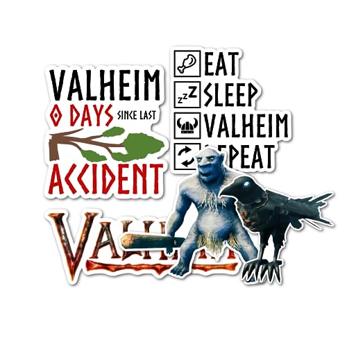 Popular Trending Survival Viking Video Computer Game Laminated Sticker gift perfect for laptop, kindle, pc, tumbler, tablet and more Norse God Odin Troll Raven (Valheim)